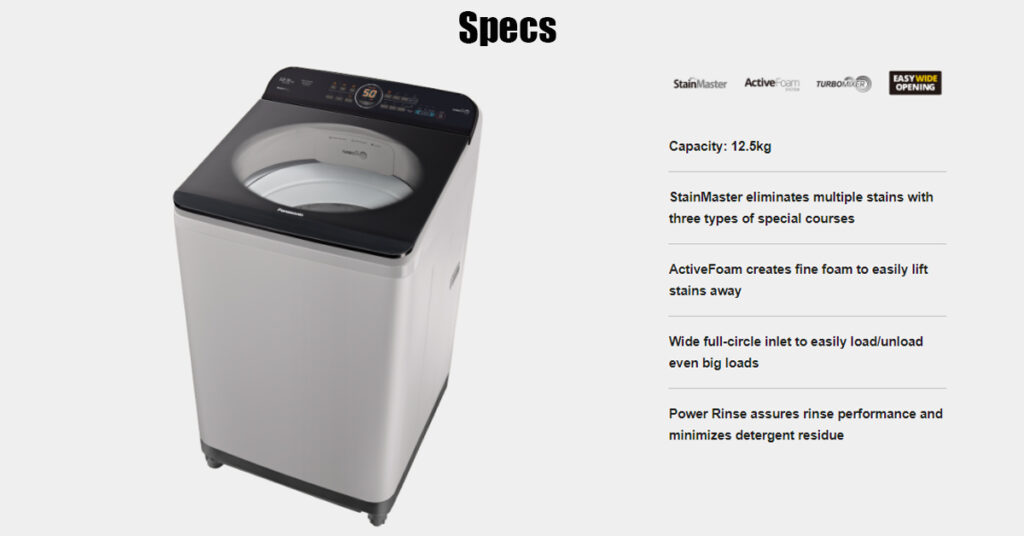 PANASONIC NA-F12AR1 12.5KG TOP LOAD WASHING MACHINE - Mesin Basuh Kapasiti Besar (9-12 kg)